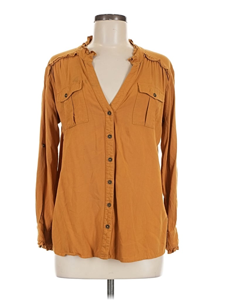 Pre-owned Sundance Long Sleeve Blouse In Tan