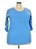 Roaman's 100% Cotton Blue 3/4 Sleeve Top Size 22 (1X) - photo 1