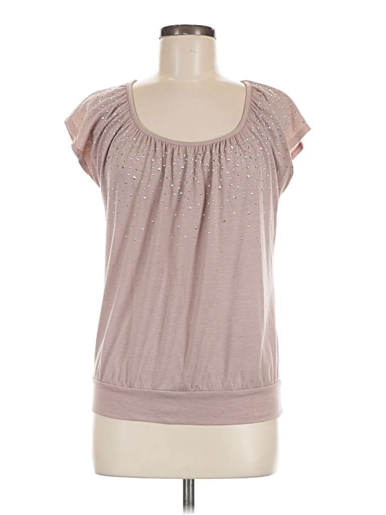 Pre-owned Charlotte Russe Short Sleeve Top Tan Scoop Neck Tops