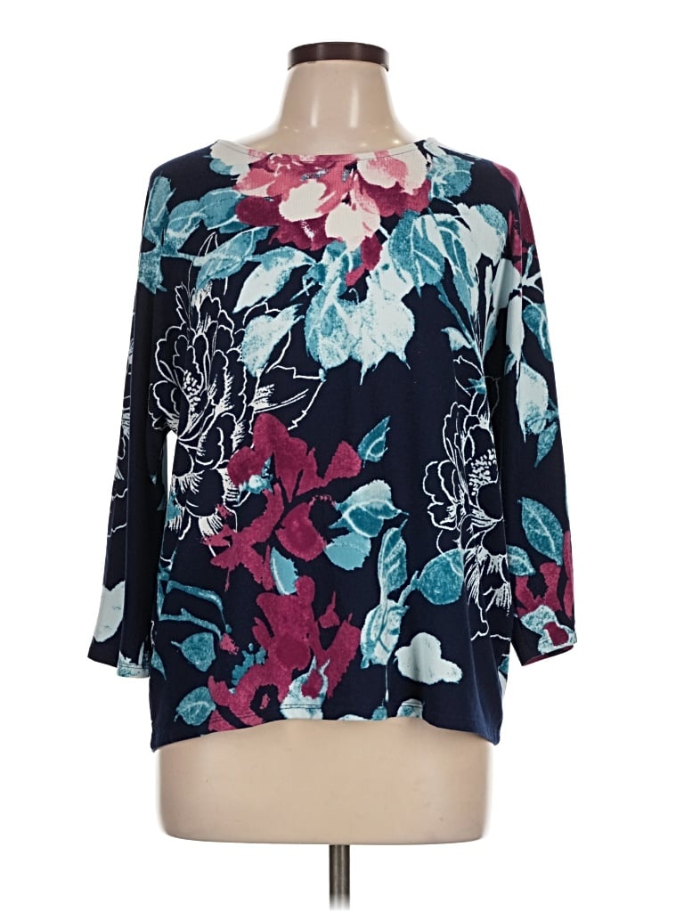 Pre-owned Chico's 3/4 Sleeve Blouse In Blue