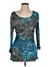 Alberto Makali 100% Polyester Print Teal 3/4 Sleeve Blouse Size L - photo 1