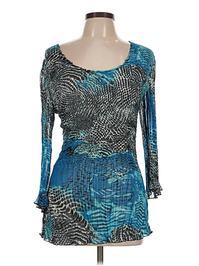 Pre-owned Alberto Makali 3/4 Sleeve Blouse In Teal