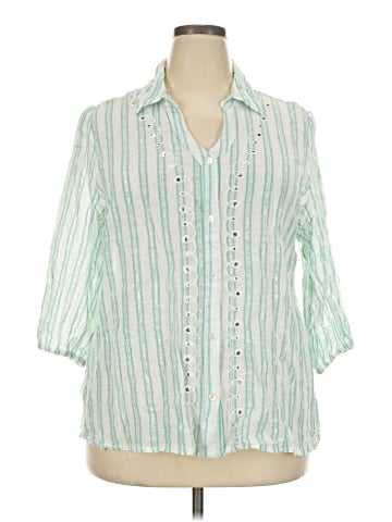 Cato 3/4 Sleeve Button-Down Shirt (view 1)