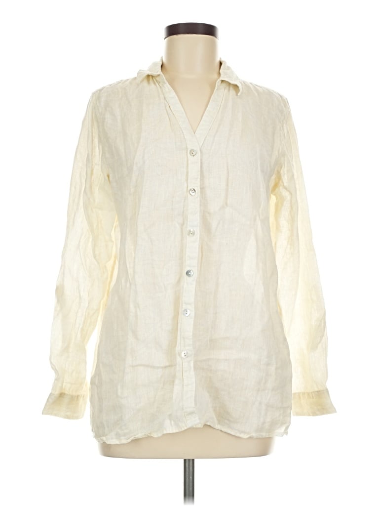 Pre-owned Nicole Miller Long Sleeve Blouse In Ivory