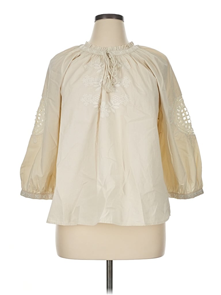 Pre-owned Wonderly 3/4 Sleeve Blouse In Ivory