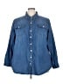 Torrid 100% Cotton Blue Long Sleeve Button-Down Shirt Size 4X Plus (4) - photo 1