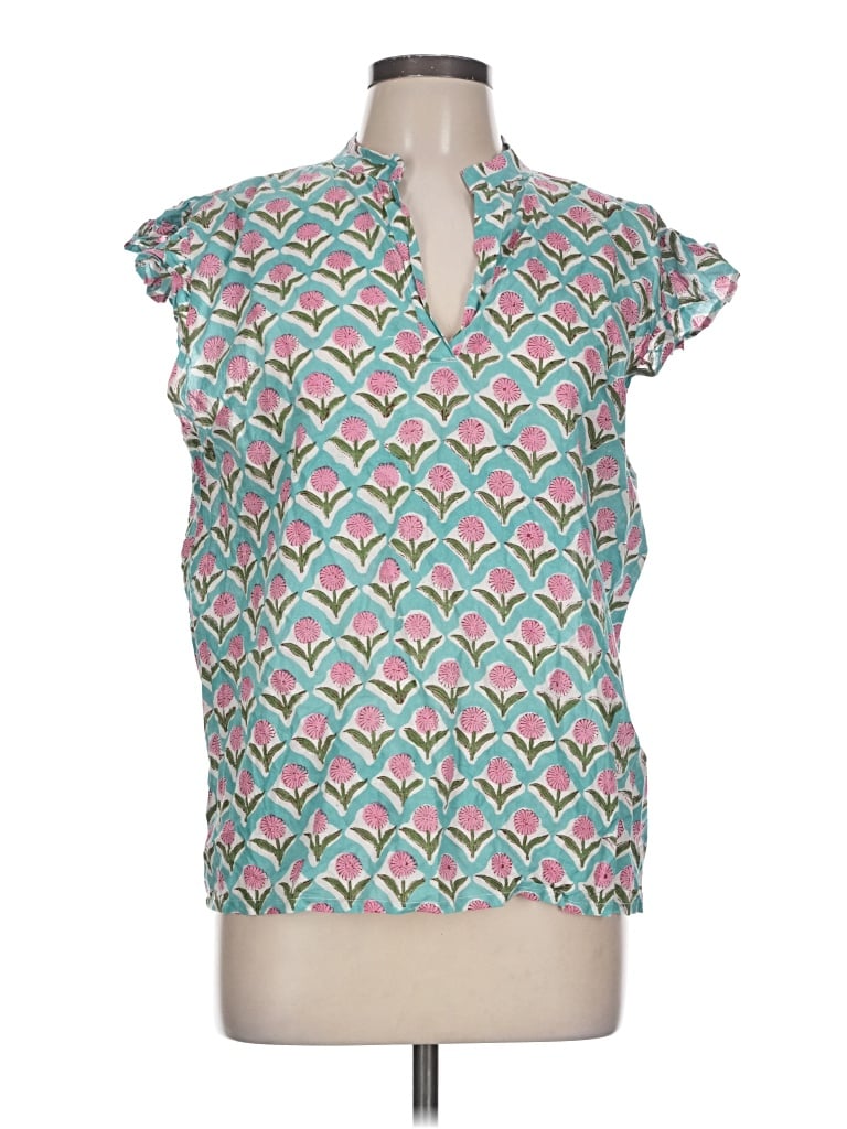 Pre-owned Assorted Brands Short Sleeve Blouse In Teal