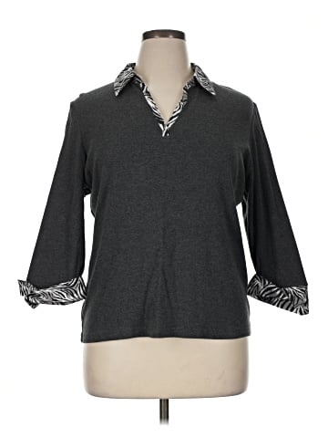 Karen Scott 3/4 Sleeve Button-Down Shirt (view 1)