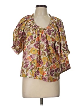 The Great. Short Sleeve Silk Top