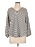 Chico's Stripes Gray 3/4 Sleeve Top Size L - photo 1