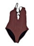 Solid & Striped Solid Burgundy Brown One Piece Swimsuit Size L - photo 1