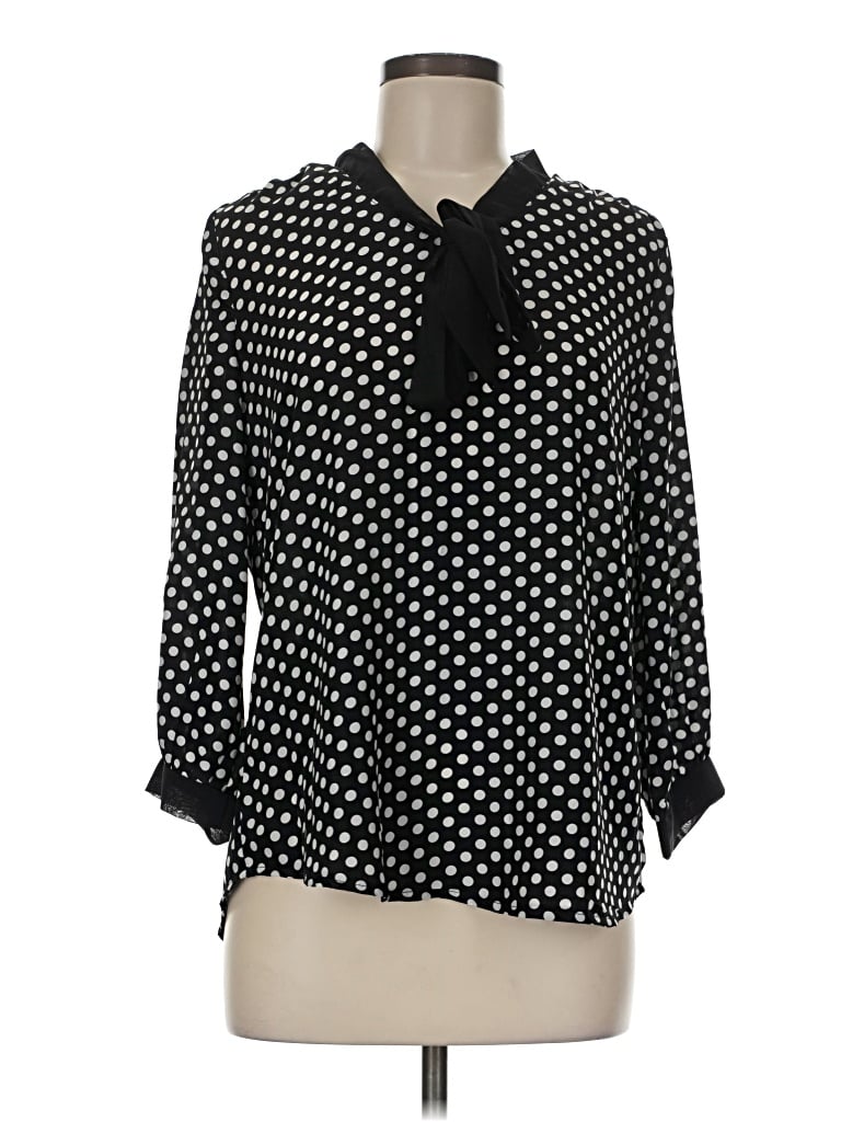 Pre-owned Allegra K 3/4 Sleeve Blouse In Black