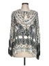 Hale Bob Print Silver Long Sleeve Blouse Size L - photo 1