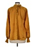Glam 100% Polyester Gold Long Sleeve Blouse Size M - photo 2