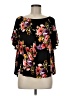 E. Luna Black Short Sleeve Blouse Size M - photo 1