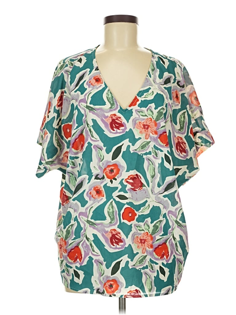 Pre-owned Jodifl Short Sleeve Blouse In Teal