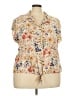 Torrid 100% Rayon Floral Tan Short Sleeve Blouse Size 2X Plus (2) - photo 1