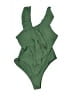 Beach Joy Solid Green One Piece Swimsuit Size L - photo 1