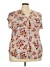 Torrid 100% Rayon Floral Tan Short Sleeve Blouse Size 2X Plus (2) - photo 1