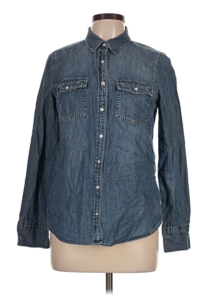 Pre-owned Jcrew Long Sleeve Button Down Shirt In Blue