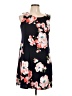 Perceptions Floral Black Casual Dress Size 12 Petite - photo 1