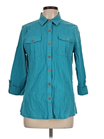 Draper's & Damon's 3/4 Sleeve Button-Down Shirt (view 1)