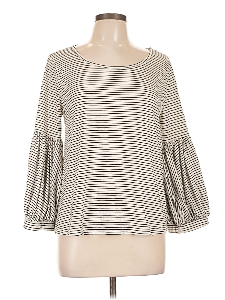 Pre-owned Thyme And Honey 3/4 Sleeve Top Gray Boatneck Tops