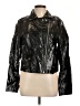 Topshop 100% Leather Metallic Black Leather Jacket Size 10 - photo 1