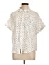 Splendid 100% Cotton Polka Dots Ivory Short Sleeve Blouse Size L - photo 1