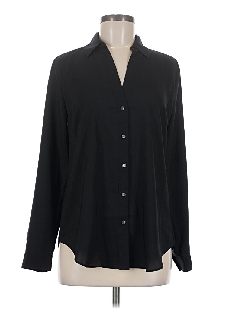 Ann Taylor Long Sleeve Blouse In Black