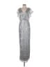 Adrianna Papell 100% Polyester Metallic Silver Cocktail Dress Size 4 - photo 1