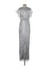 Adrianna Papell 100% Polyester Metallic Silver Cocktail Dress Size 4 - photo 2