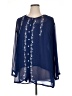 Flair 100% Rayon Blue 3/4 Sleeve Blouse Size 1X - photo 1