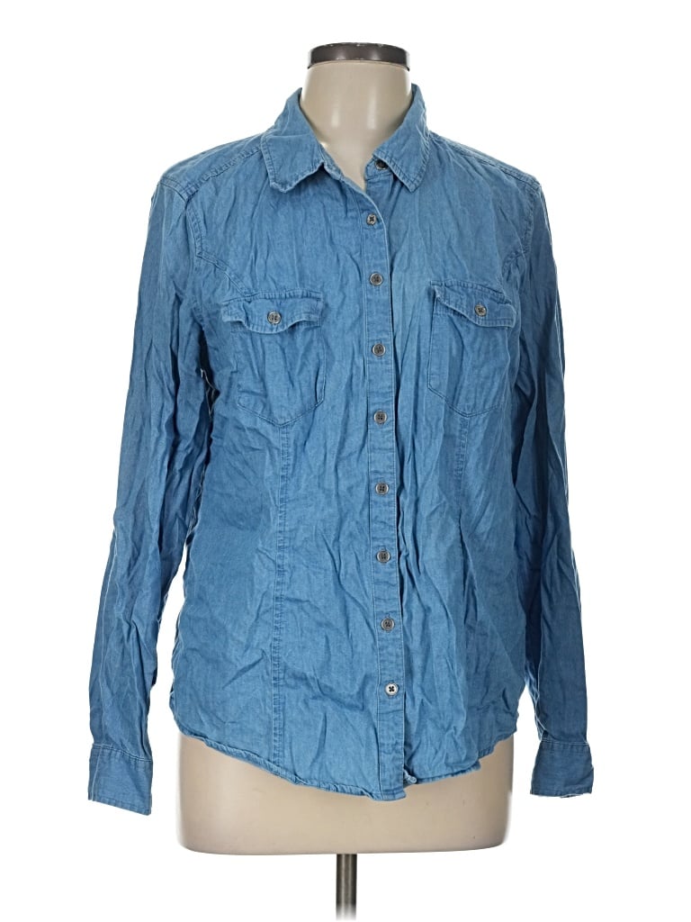 Pre-owned Style & Co Long Sleeve Button Down Shirt In Blue