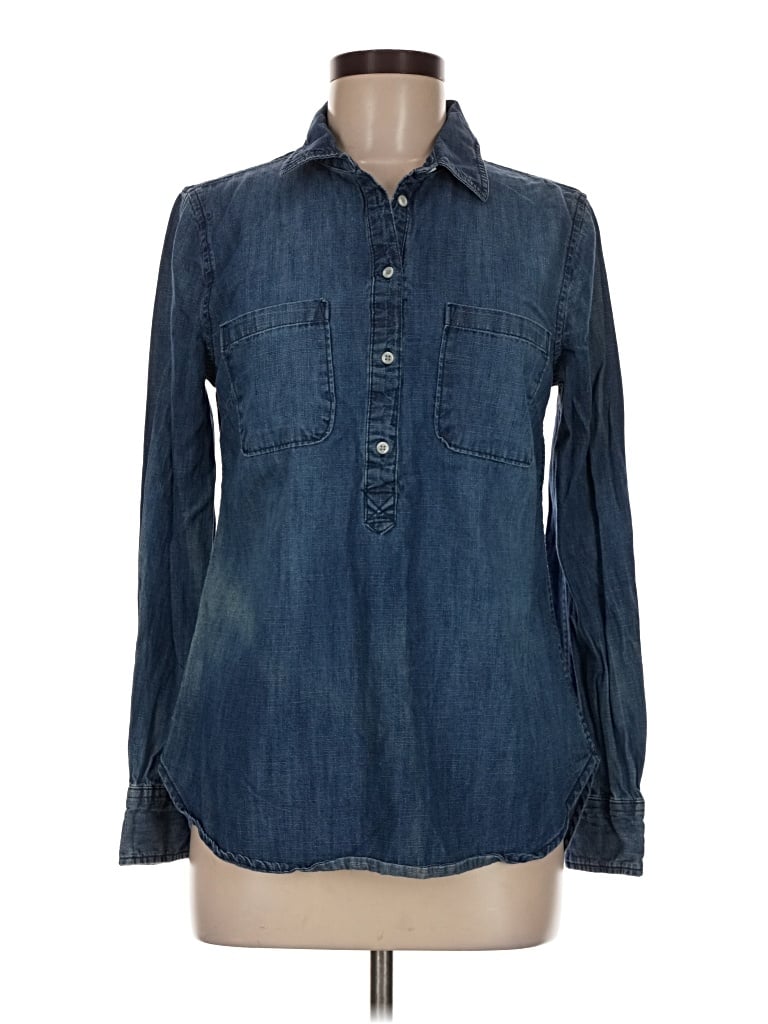 Pre-owned Merona Long Sleeve Button Down Shirt In Blue