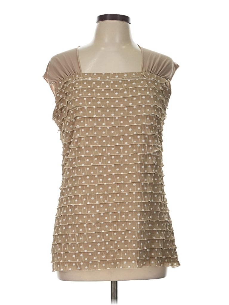 Pre-owned Christopher & Banks Short Sleeve Blouse In Tan