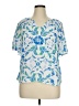 Talbots 100% Viscose Blue Short Sleeve Blouse Size XL - photo 1