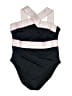 Hilor Chevron-herringbone Black One Piece Swimsuit Size 14 - photo 1