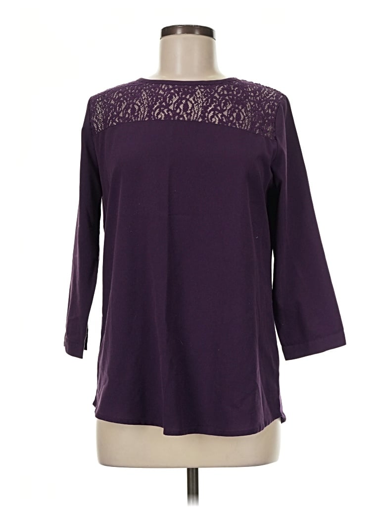 Pre-owned Van Heusen 3/4 Sleeve Top Purple Boatneck Tops