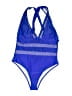 Assorted Brands Chevron-herringbone Blue One Piece Swimsuit Size L - photo 1