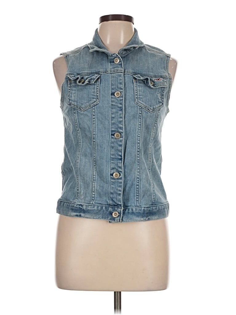 Pre-owned Hollister Denim Vest In Blue