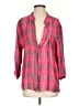 Rory Beca Plaid Pink 3/4 Sleeve Button-Down Shirt Size S - photo 1