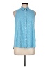 J. McLaughlin Polka Dots Blue Sleeveless Button-Down Shirt Size M - photo 1
