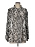 Free People 100% Polyester Animal Print Silver Long Sleeve Blouse Size L - photo 1