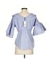 Cinq à Sept 100% Polyester Blue 3/4 Sleeve Blouse Size S - photo 2