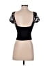 Blue Blush Black Short Sleeve Top Size S - photo 2
