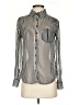 Guess Stripes Silver Long Sleeve Blouse Size XS - photo 1