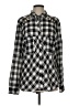 Free People Checkered-gingham Silver Long Sleeve Button-Down Shirt Size L - photo 1