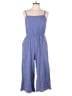 Gap 100% Rayon Checkered-gingham Blue Jumpsuit Size L - photo 1