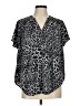 Torrid 100% Polyester Animal Print Gray Short Sleeve Blouse Size Med Plus (00) - photo 1